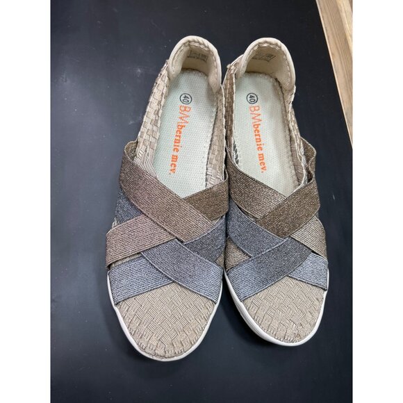 Womens Bernie Mev Slip-On Elastic Woven Shoes Size 9 EU 40 in Tan Gold Metallic - Picture 3 of 7